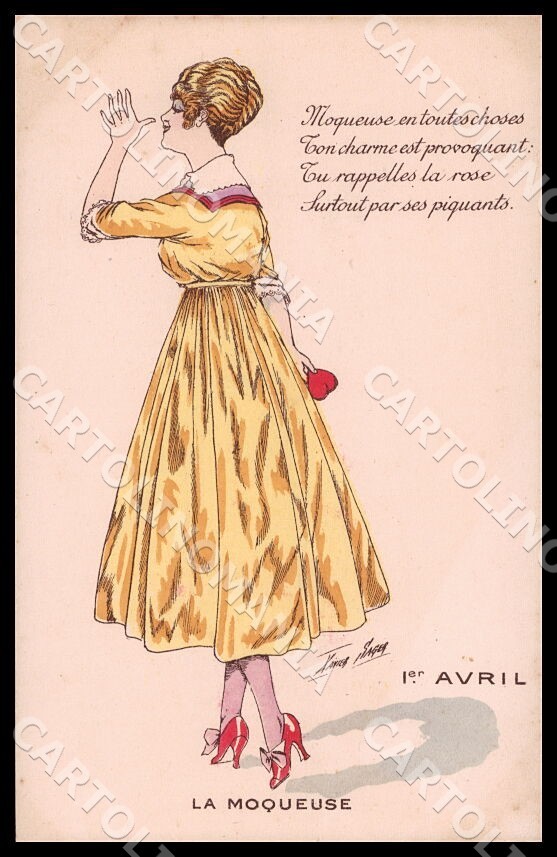 Artista Sager X. Cartolina Fashion Lady Pesce d'Aprile ANGOLO ABRASO CT0534
