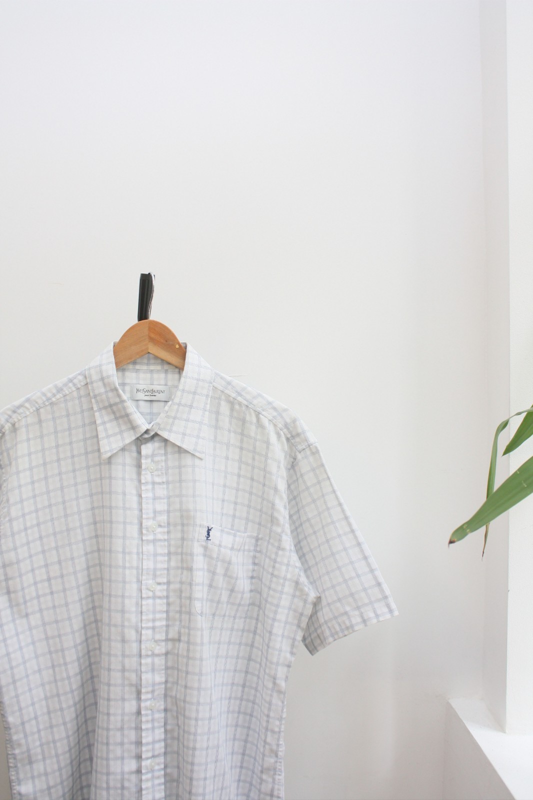 Yves Saint Laurent camicia vintage a quadri manica corta L