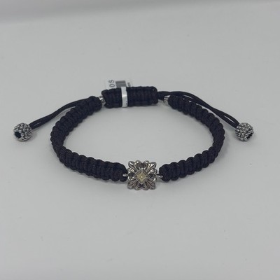 NWT $275 Lagos Anthem Macrame Sterling Silver 18K Gold Bracelet Brown