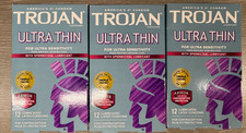 3 Trojan Ultra Thin Sensitive 12ct Armor Spermicidal Lubricated Latex Condoms