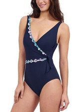 Gottex Profile Women's Navy Tricolored Bachata One piece Swimsuit sz 8 148