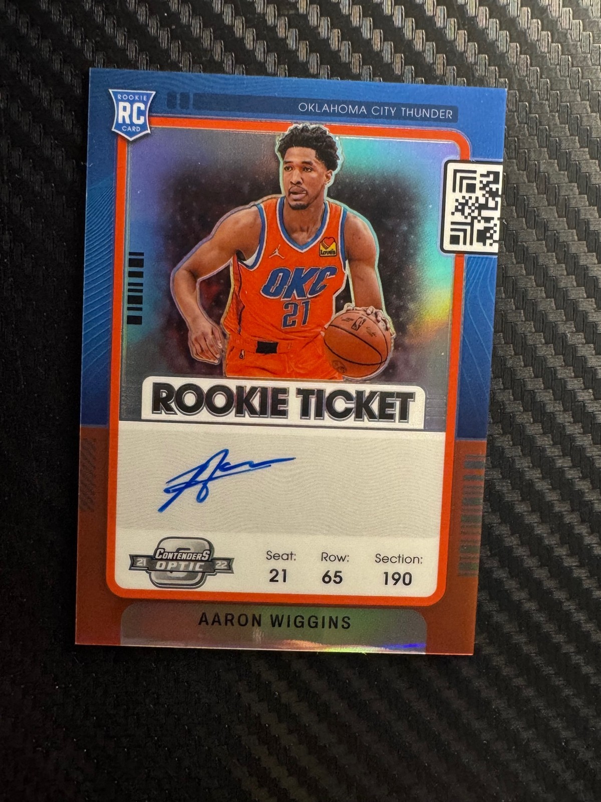2021-22 Panini Contenders Optic #6 Aaron Wiggins Rookies Blue Auto #/99