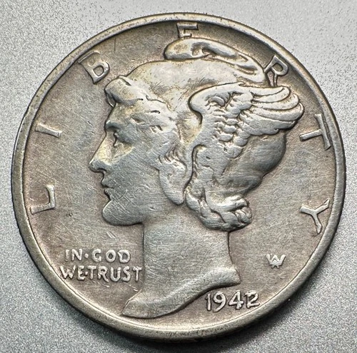 1942/1   MERCURY DIME   XF DETAILS   KEY VARIETY  #1446