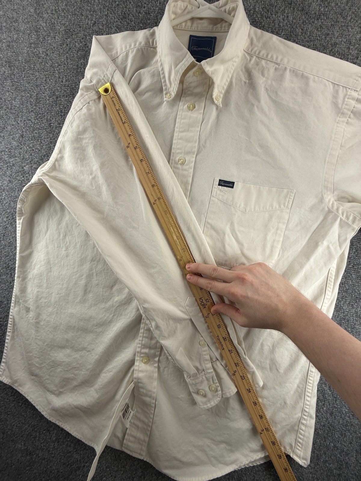 Faconnable Eggshell Button-Down Cotton Large Ivor… - image 13