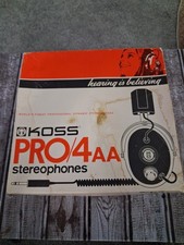 Vintage Koss Pro/4AA Headphones Beige Studio Monitor Over Ear 1/4" Coiled Cable