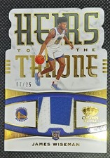 2020-21 Crown Royale Heirs to the Throne  James Wiseman Jersey  /25  BEAUTIFUL!