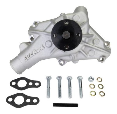 Edelbrock 88810 Long Water Pump For Small-Block Chevy, Reverse Rotation, Satin F