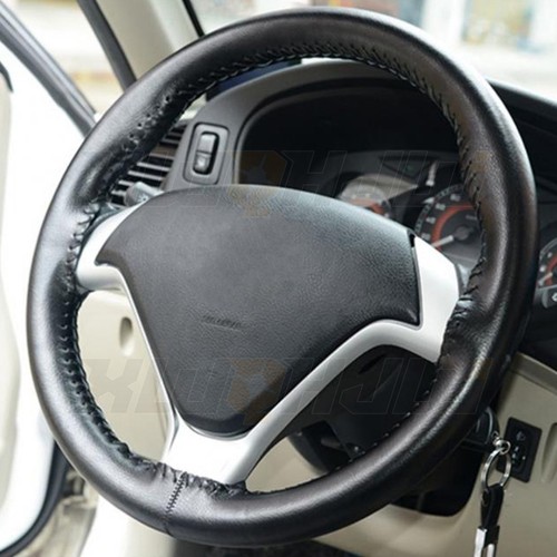 Fits For HONDA New Faux Leather Black 38cm/15inch Steering Wheel Cover USA - Foto 8 di 11
