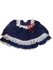 Vintage Girls Dress Party Bryan Ruffle Full Circle Skirt Lace Size 24 Months