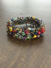 Beautiful earthy woven beadwork Collage bracelet with magnetic closure