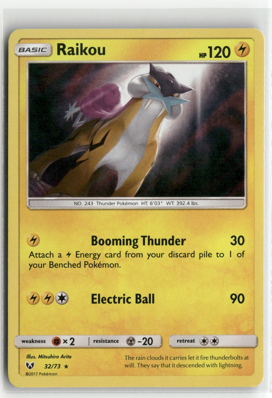 Raikou 32 Shining Legends Holo Pokemon Rare Near Mint