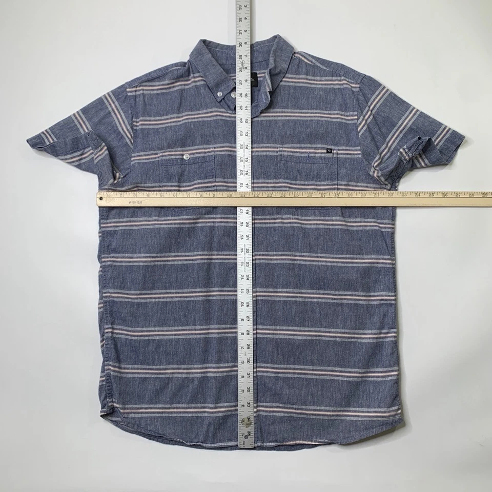 Rip Curl Shirt Mens L Large Linen Blend Striped Button Down Long Sleeve Pockets - Image 3 of 4