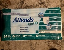Vintage 24 Attends 10 Unisex Adult Large Incontinence Briefs/Diapers 2002 New