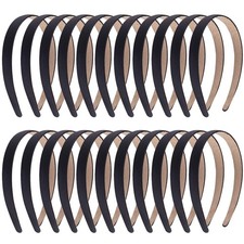 22 Pieces Satin Headbands 2cm Hard Headbands Black Plain Headbands DIY Headba