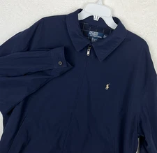 Polo Ralph Lauren Harrington Bomber Jacket Mens XL Navy Blue Windowpane Lined