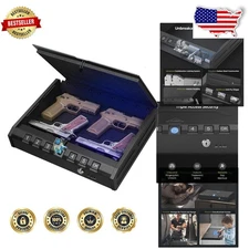 Secure Large Gun Safe: Biometric, 4 Handguns, Anti-theft, Emergency Power Supply