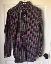Peter Millar Dress Shirt Men's Button Down Office Small Purple Black White BxQ