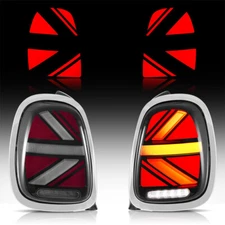 Vland LED Tail Lights For 14-22 Mini Cooper Rear Lamps Sequential w/ Trim Chrome