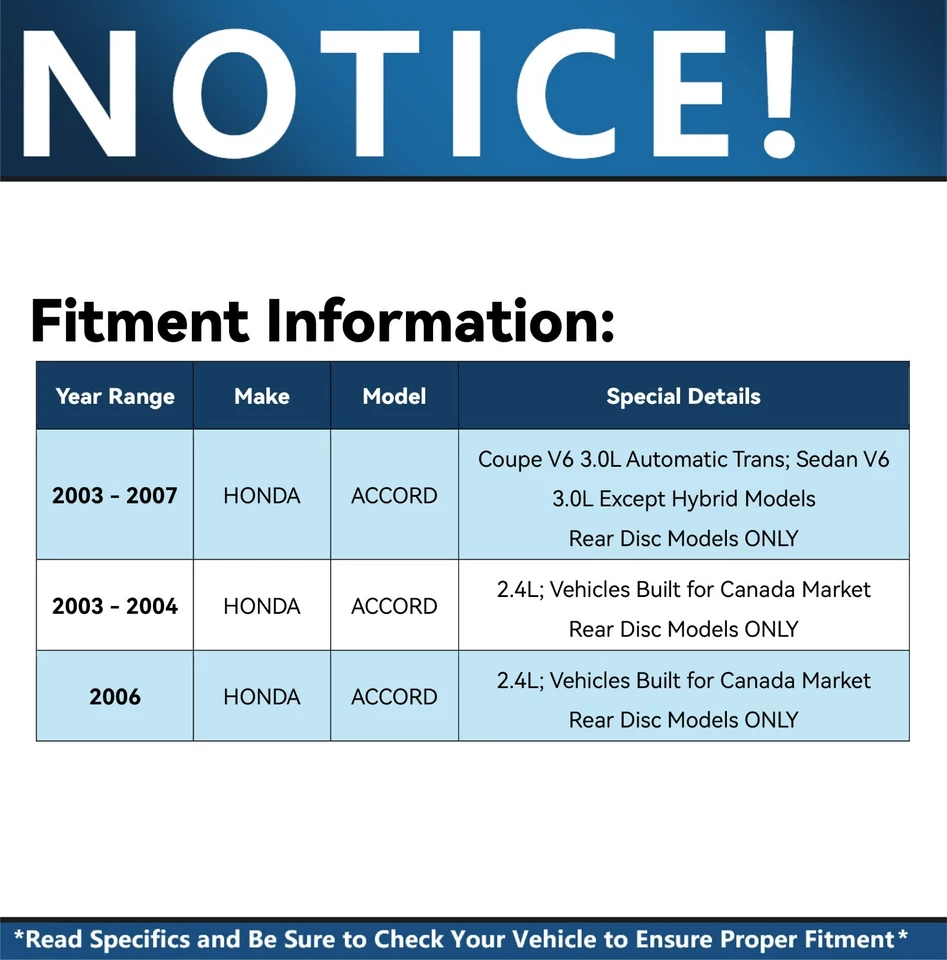 Rotores perforados delanteros y traseros de 11,1" (282 mm) + pastillas de freno para Honda Accord 2003-07 Foto 2 de 4