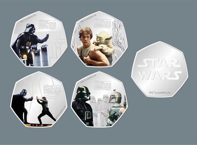 NEU Star Wars 50p Form Gedenkmünzensatz Silber