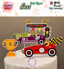8 pc PRECUT Race Car Kids Cake Toppers Birthday Cake Decorations Boys Unique New