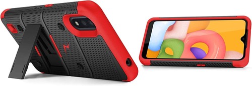 ZIZO BOLT Galaxy A01 Hard Case w/ Glass Protector, Kickstand, Holster & Lanyard - Picture 4 of 16