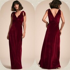 BHLDN Rosaura Velvet Wrap Maxi Dress Small Wine Color