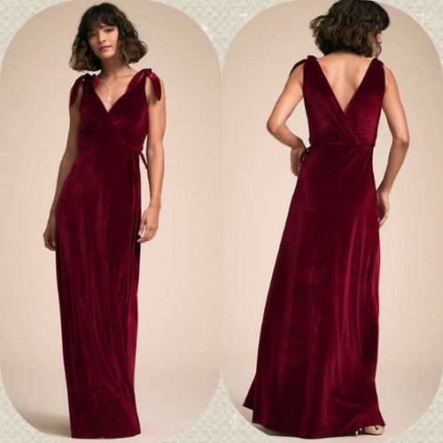 BHLDN Rosaura Velvet Wrap Maxi Dress 