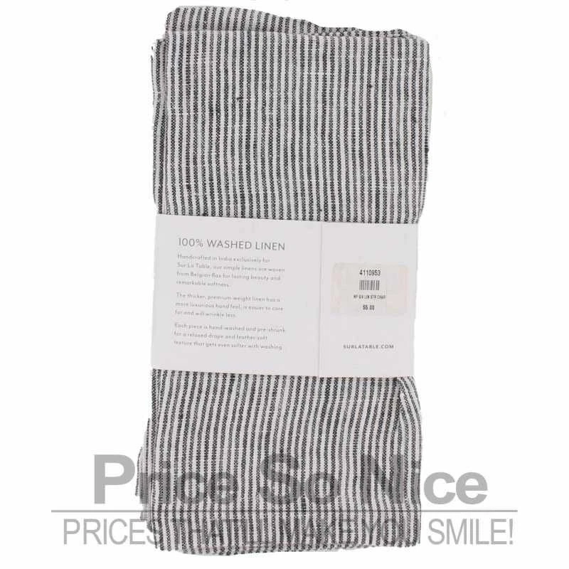 SUR LA TABLE STRIPED NAPKINS, SET OF 4, CHARCOAL MSRP $50 - NEW - Image 2 of 2