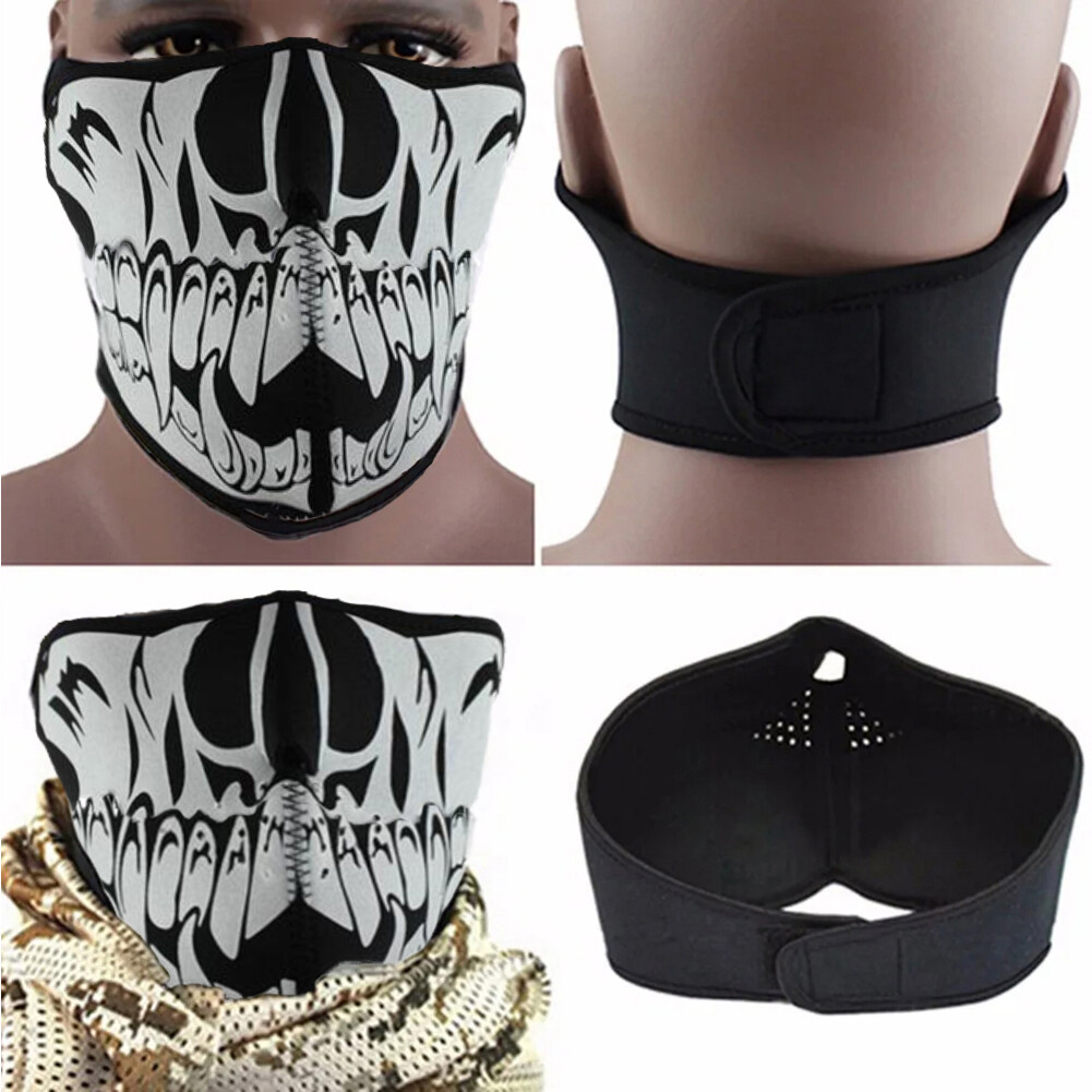 Maschera Di Neoprene Face Mask Nero & Bianco Skull Maschera Di Neoprene Face Mask Nero & Bianco Skull