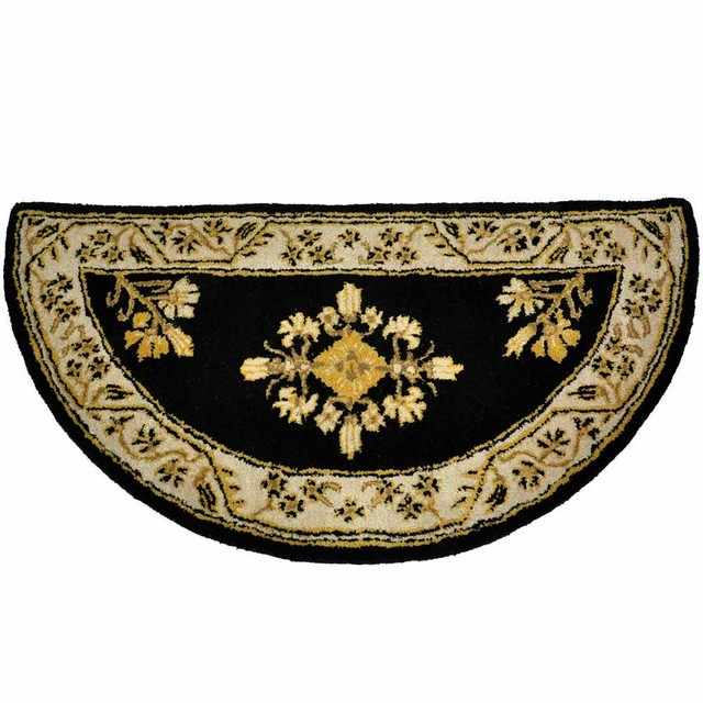 44"x22" Jardin Half Round Wool Fire Resistant Fireplace Hearth Rug