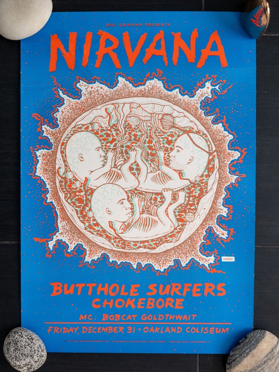 original nirvana butthole surfers 13x19 new years eve 93-94