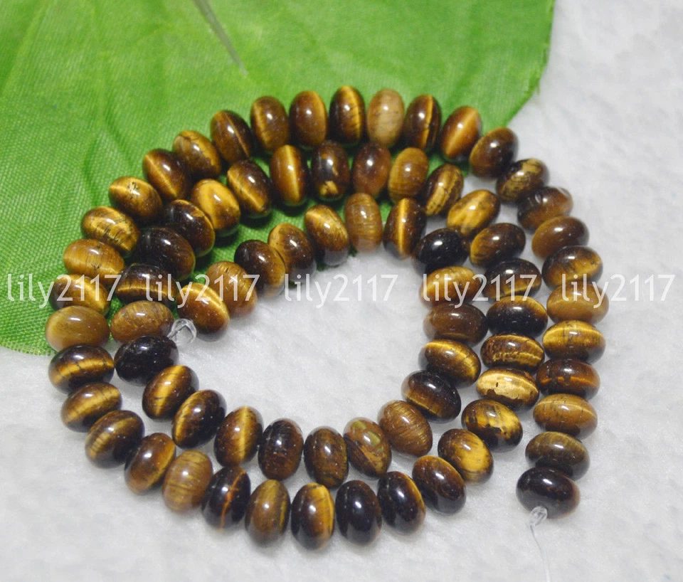 Venta al por mayor 5x8MM Genuino Amarillo Ojo de Tigre Piedras Preciosas Rondelle Cuentas Sueltas 15" AAA Foto 2 de 4