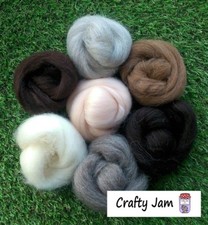 Needle Felting Natural & Flesh Pink Skin Wool Rovings, 3D Animal Projects 45g