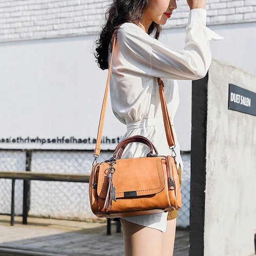 Damen Leder Tasche Shopper Handtasche Schultertasche Umhängetasche Tragetasche - Bild 6 von 17