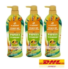 3 x A BONNE’ Perfume Whitening Lotion Papaya Turmeric Glutathione Arbutin 500ml