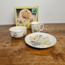 Little Tykes Stoneware Child's Bear Meal 3 Piece Dish Set & Bear Cup  Action Ind