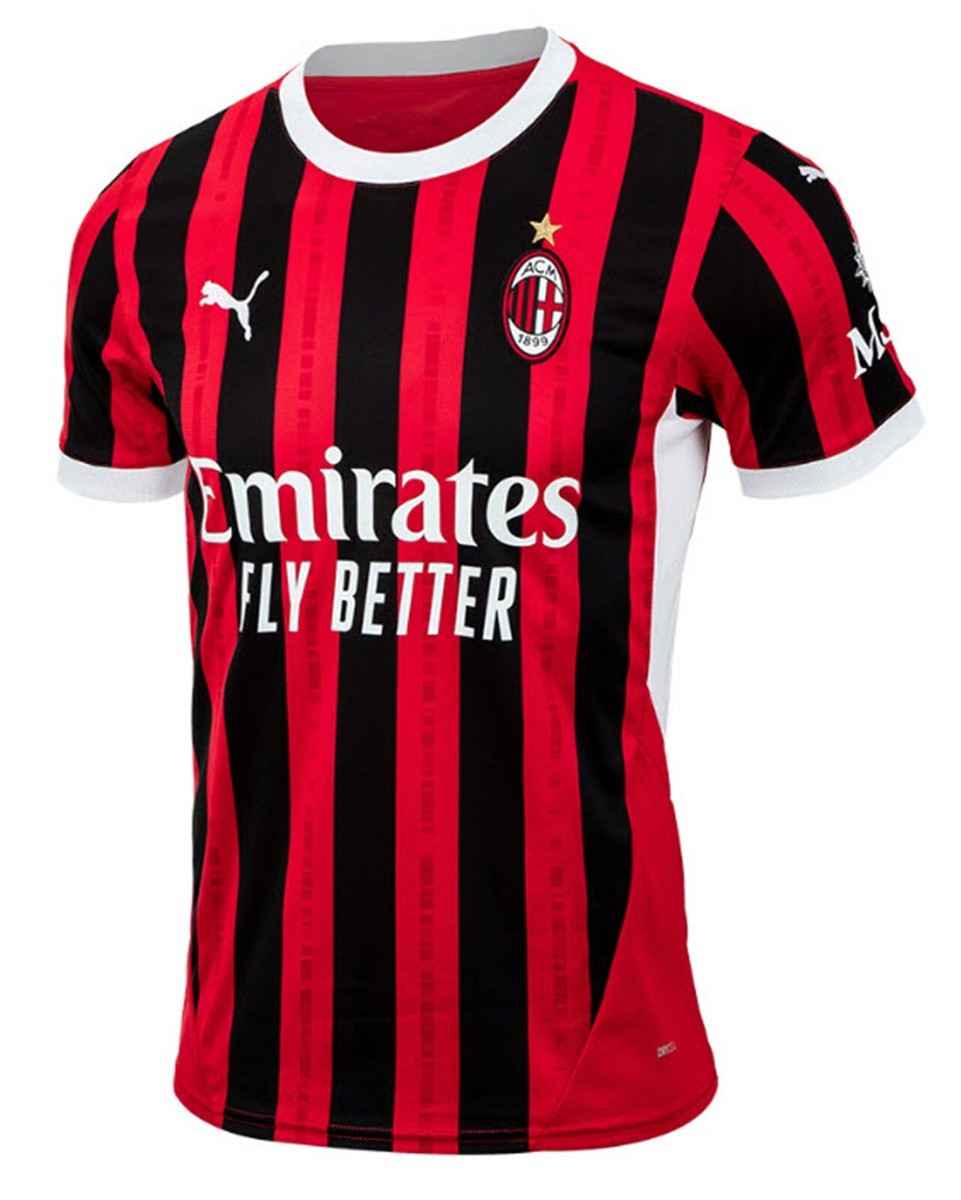 PUMA Men AC Milan Home T-Shirt Football Red Soccer Tee ACM GYM