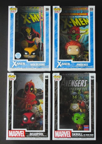 (4) NEW Funko Pop Marvel Comic Covers Lot - Wolverine, Deadpool, Phoenix, Skrull