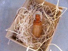 New 3D Dresden Paper Christmas Ornament Mini Indian Brave Boy w Head Dress 2"