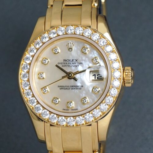 Stunning 2000 Rolex 80298 Datejust Pearlmaster 18K Yellow Gold MOP Diamond Watch - Picture 2 of 15