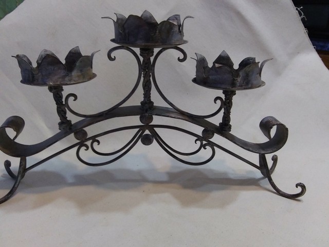Fireplace Candelabra 10 Candle Wrought Arch Bridge Iron Candles