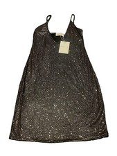 size 10 femme luxe black glitter plunge bodycon mini dress, new with tags