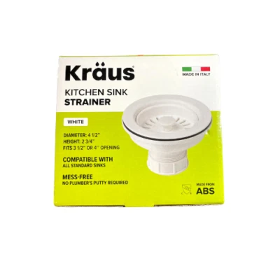 Kraus Plastic Heavy-duty Kitchen Sink Strainer Wear Resistant in White PST1-WH-C