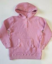 Hanna Andersson Girls Pullover Knit Hoodie Size 150cm Pink Sz 12 Cotton FLAWED