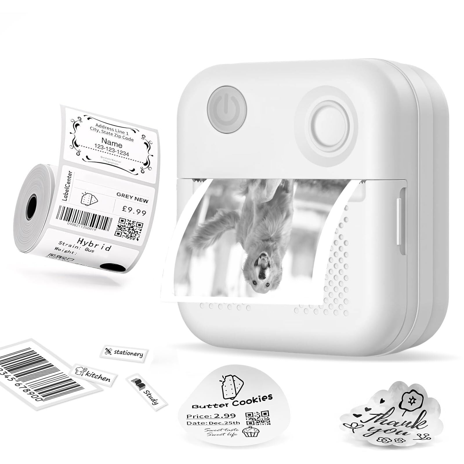 Wireless Bluetooth Thermal Label Printer Portable Label Maker with 2 Rolls