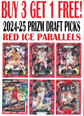 2024-25 Prizm Draft Picks RED ICE PARALLELS Basketball (BUY 3 GET 1) You Pick