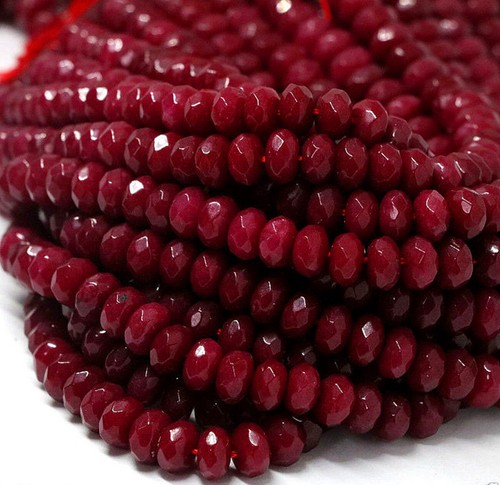AAA 2x4mm Natural Faceted Brazil Red Red Jade Gemstone Rondelle Loose Beads 15"