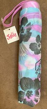 JUSTICE UMBRELLA FOLDING 9  PURPLE/BLUE HIBISCUS FLOWERS SUPER CUTE 