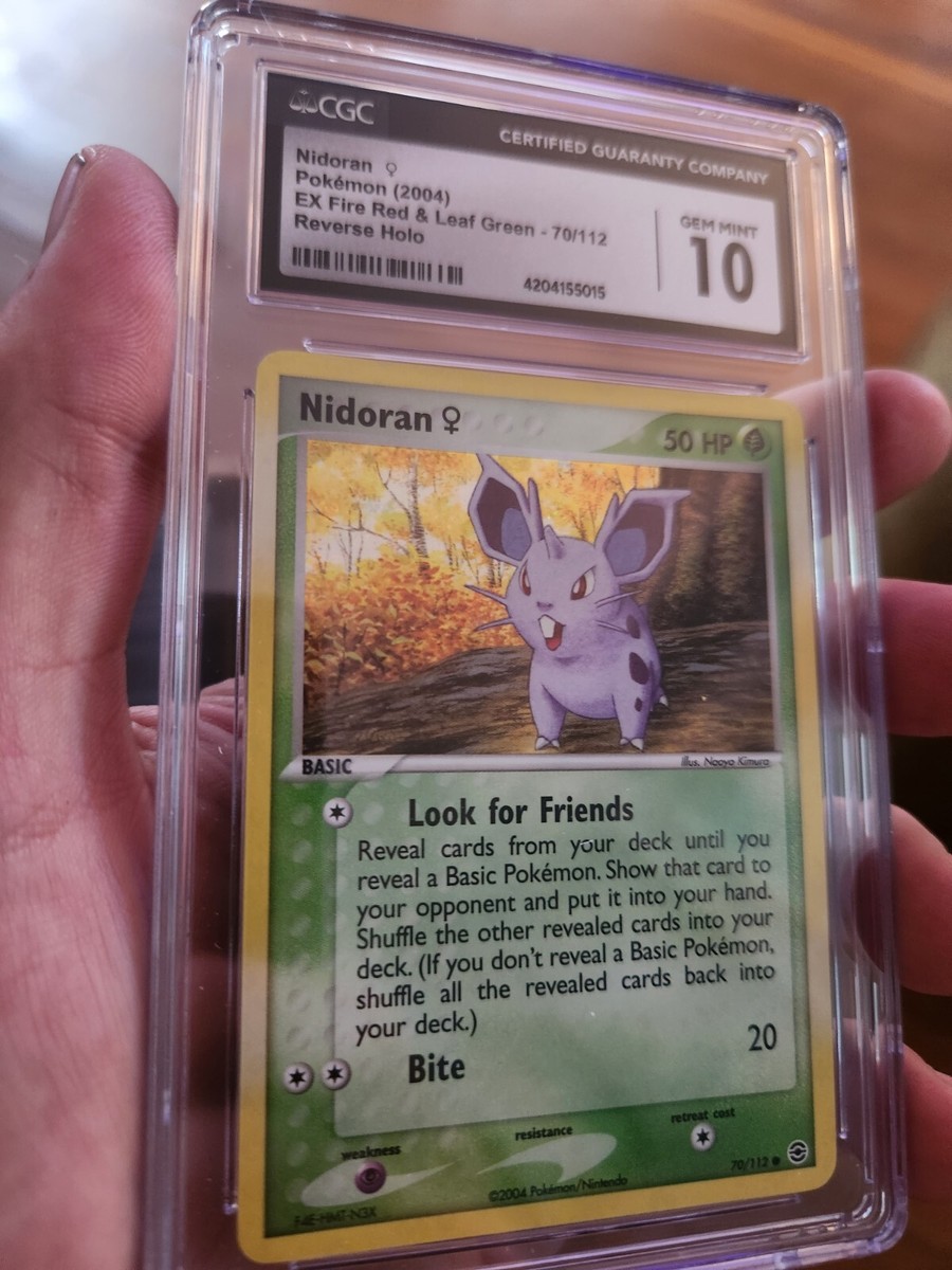 POP 11) CGC 10 GEM MINT Nidoran 70/112 Holo EX Fire Red Leaf Green